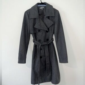 Bagatelle Gray Midi Trench Coat with Belted Waist
